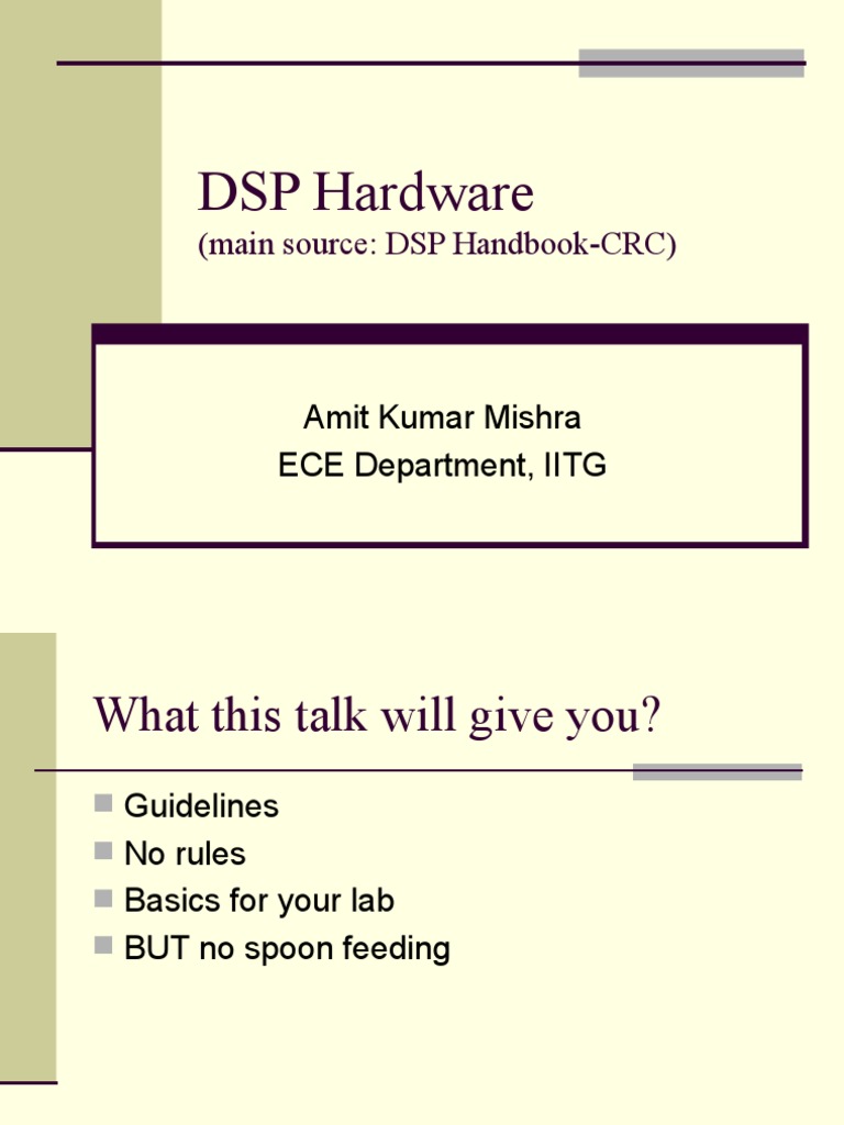 DSP Hardware (Main Source DSP HandbookCRC) PDF Digital Signal