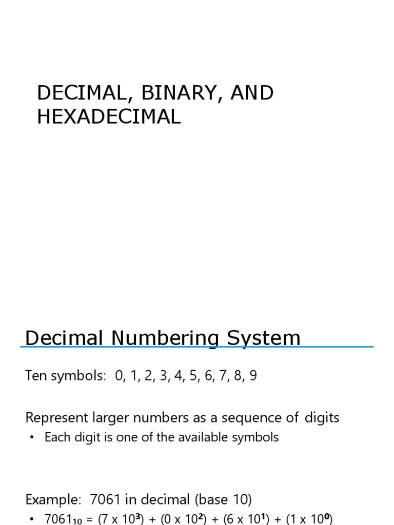 Convert Between Decimal, Binary, and Hexadecimal | PDF | Numbers ...