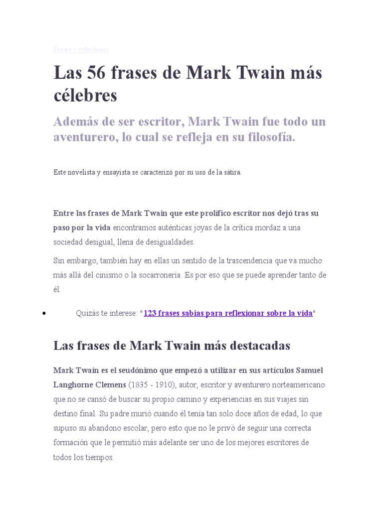 Frases y Reflexiones | PDF | Mark Twain | Humor