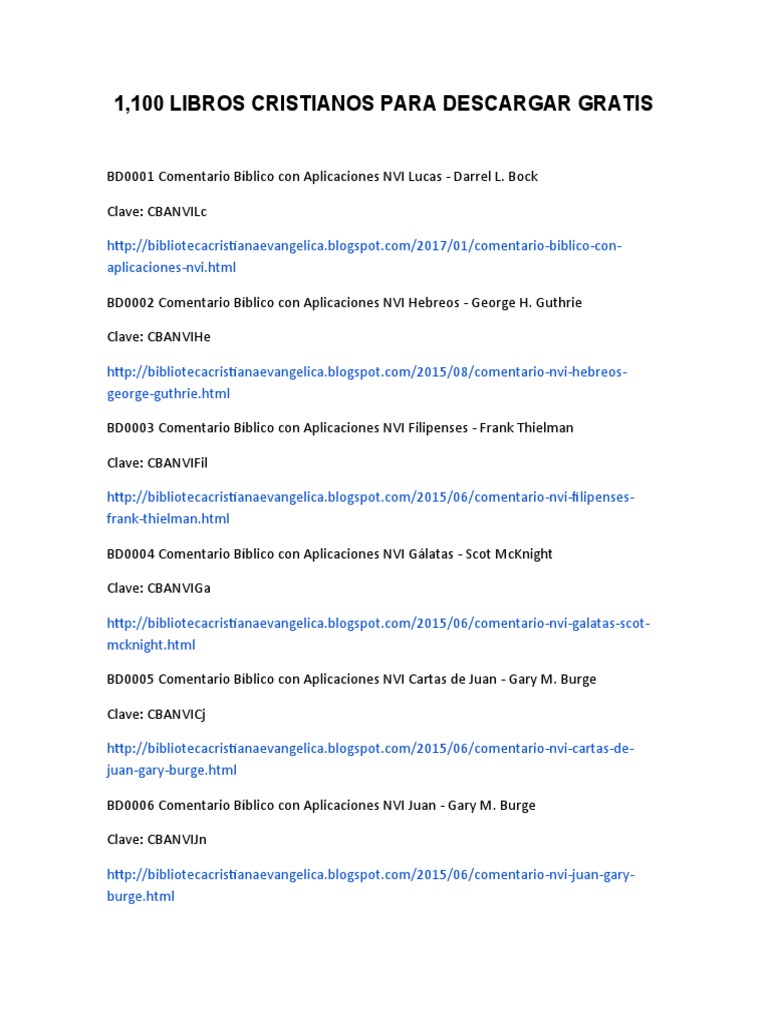 1,100 Libros Cristianos para Descargar Gratis PDF Biblia