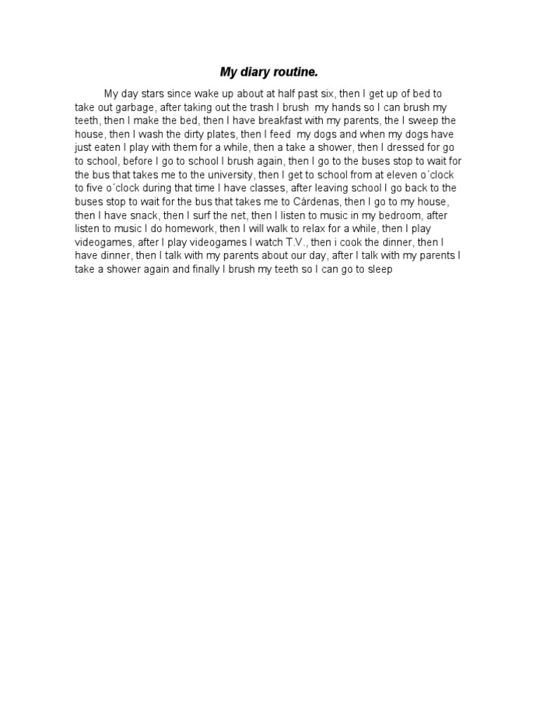 My Diary Routine | PDF | Language Arts & Discipline | Wellness