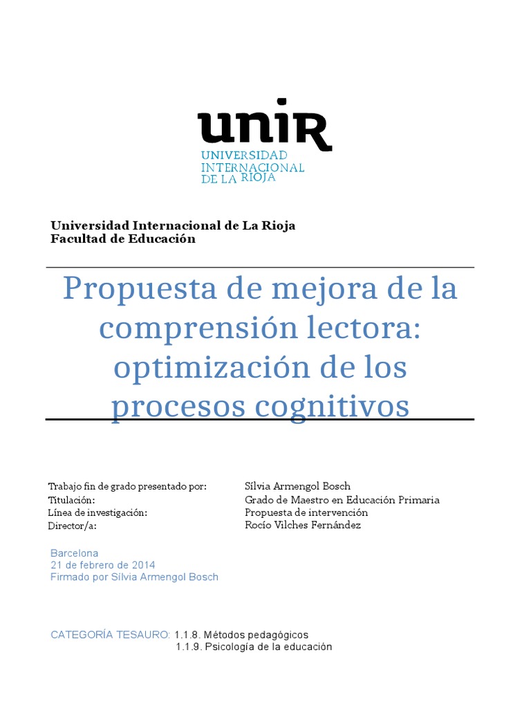 Mejora de la Comprensión Lectora en Primaria | PDF | Palabra ...