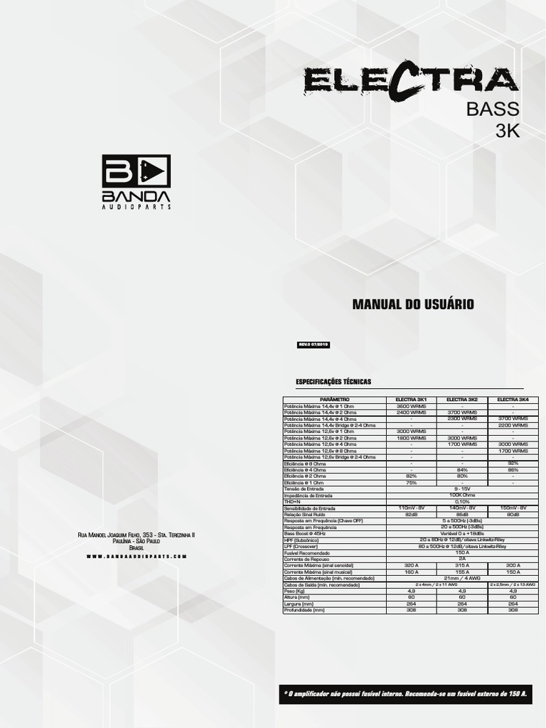 MANUAL DO USUÁRIO ELECTRA 3K1 3K2 3K4 JUL19 PT BR v2 | PDF | Diodo ...