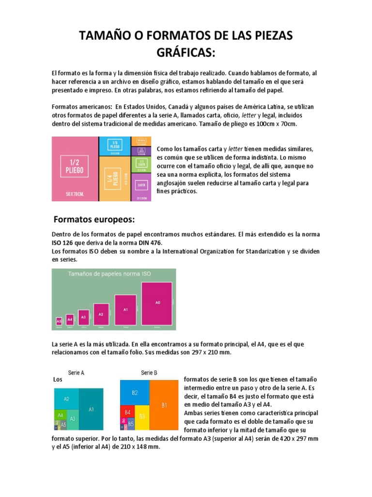 Tamaño o Formatos de Las Piezas Gráficas | PDF | Qualia | Medios de arte