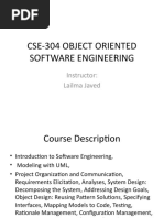 Cse-304 Object Oriented Software Engineering: Instructor: Lailma Javed