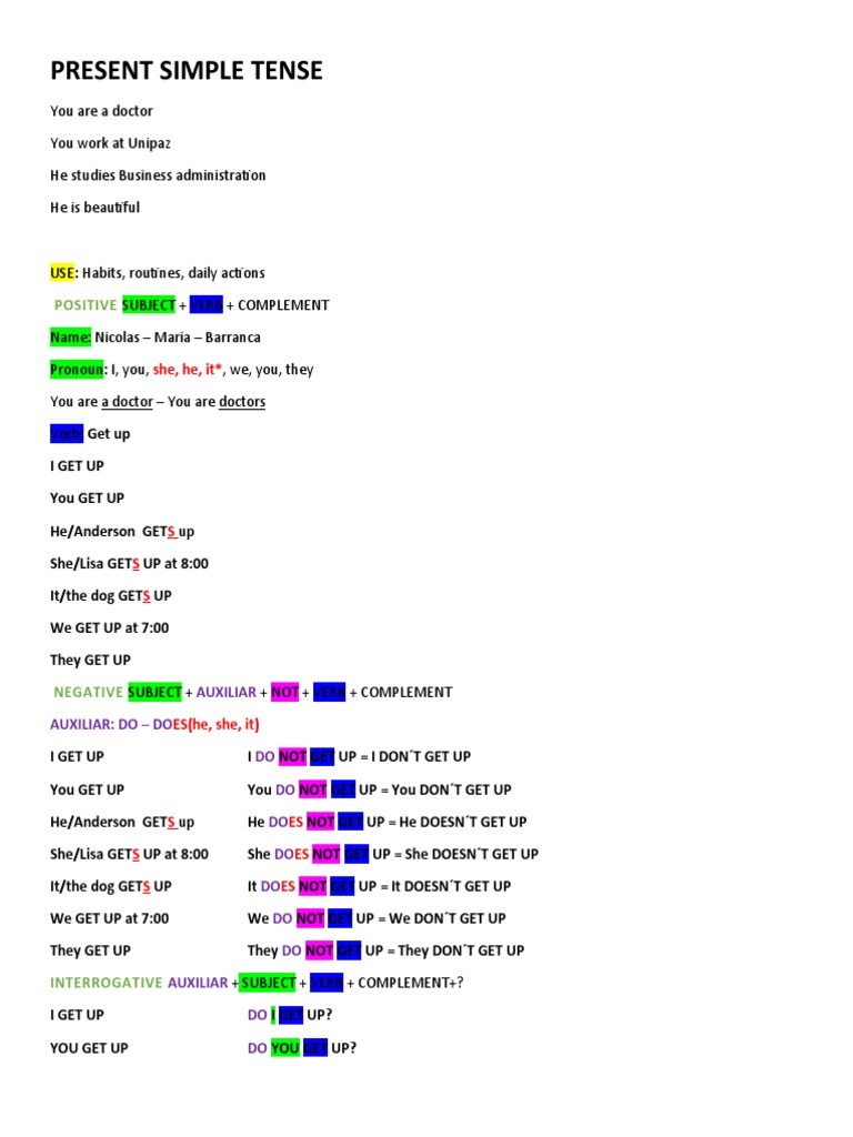 Understanding Present Simple Tense | PDF | Verb | Semiotics