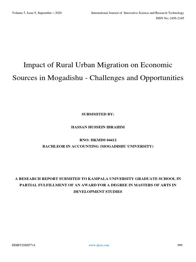 Rural-Urban Migration in Mogadishu | PDF | Human Migration | Urbanization