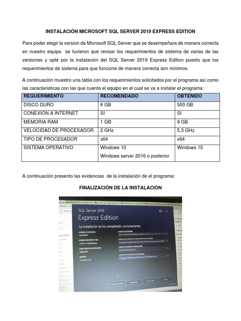 Instalacion de SQL Server 2019 Express PDF | PDF