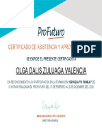 Olga Dalis Zuluaga Valencia: Certificado de Asistencia Y Aprovechamiento