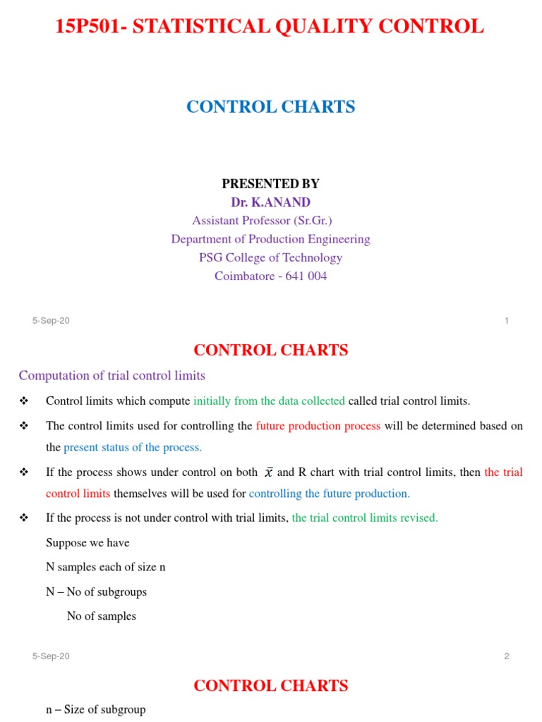 Sqc Control Charts B Pdf Pdf Standard Deviation Scientific Method