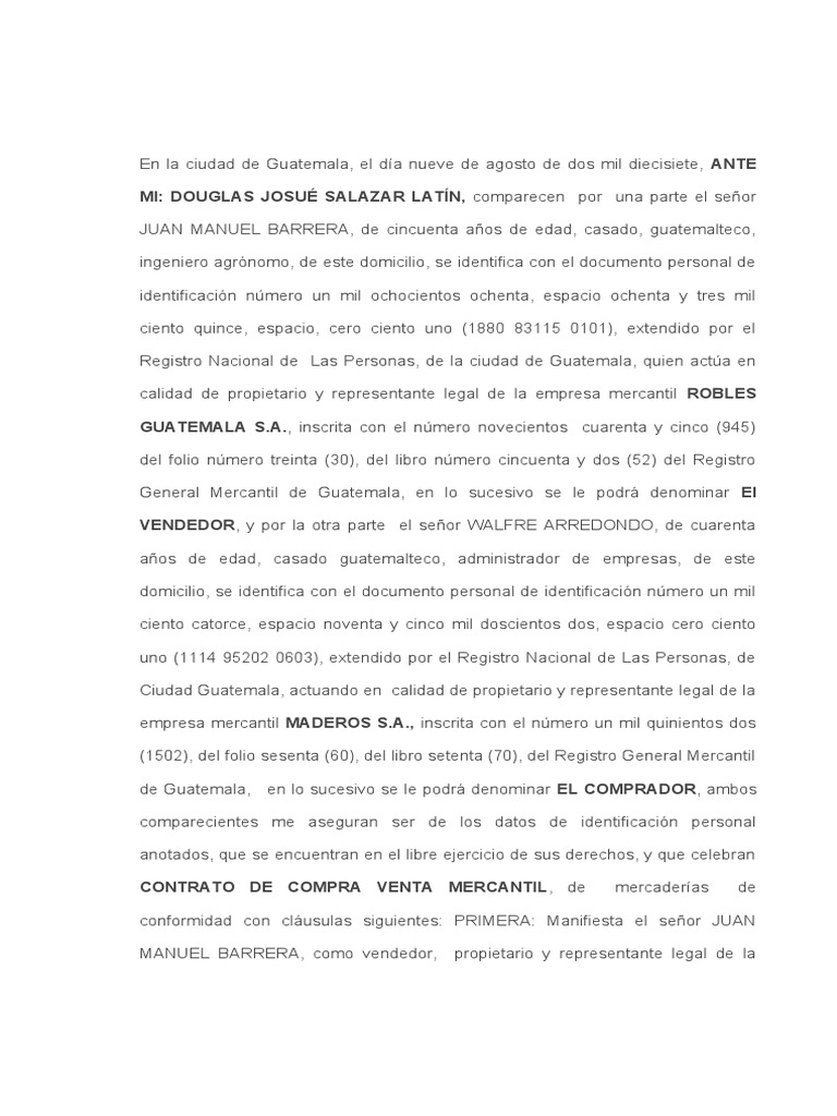 Contrato de Compraventa Mercantil en Guatemala | PDF | Guatemala | Gobierno