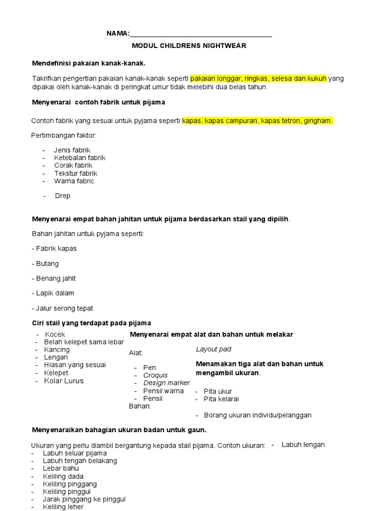 Nota Pijama Pdf