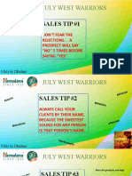 July West Warriors: Sales Tip #1