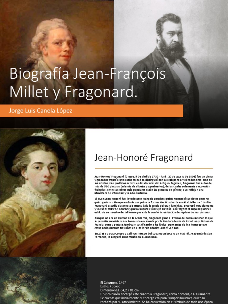 Biografía JeanFrançois Millet y Fragonard PDF Movimientos de arte