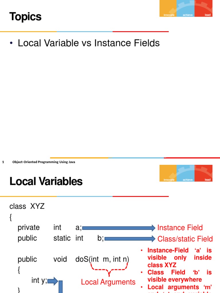 Topics: Local Variable Vs Instance Fields | Download Free PDF | Class ...