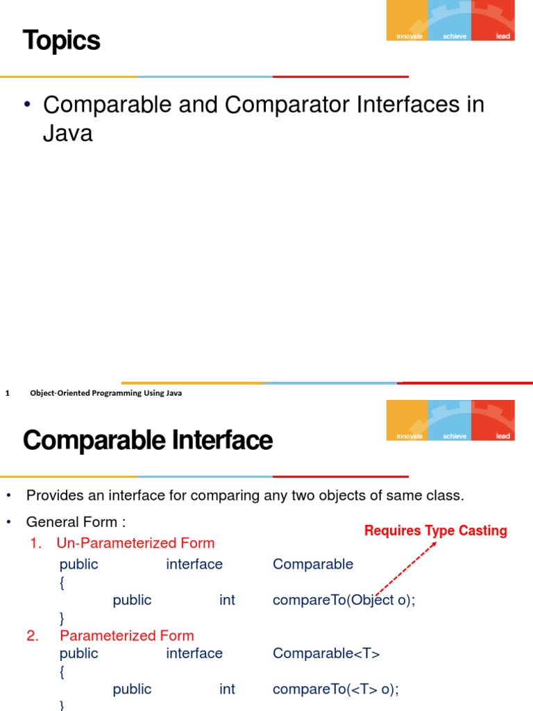 Topics Comparable and Comparator Interfaces in Java PDF Class