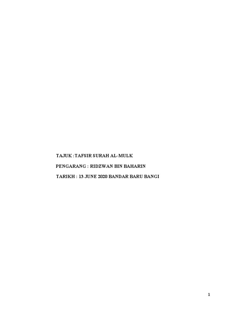 67 Tafsir Surah Al Mulk Pdf