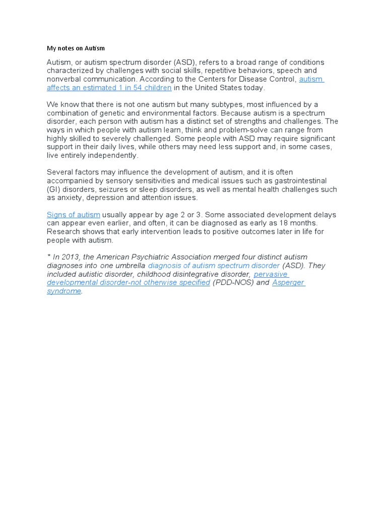 Autism Affects An Estimated 1 in 54 Children: My Notes On Autism | PDF ...