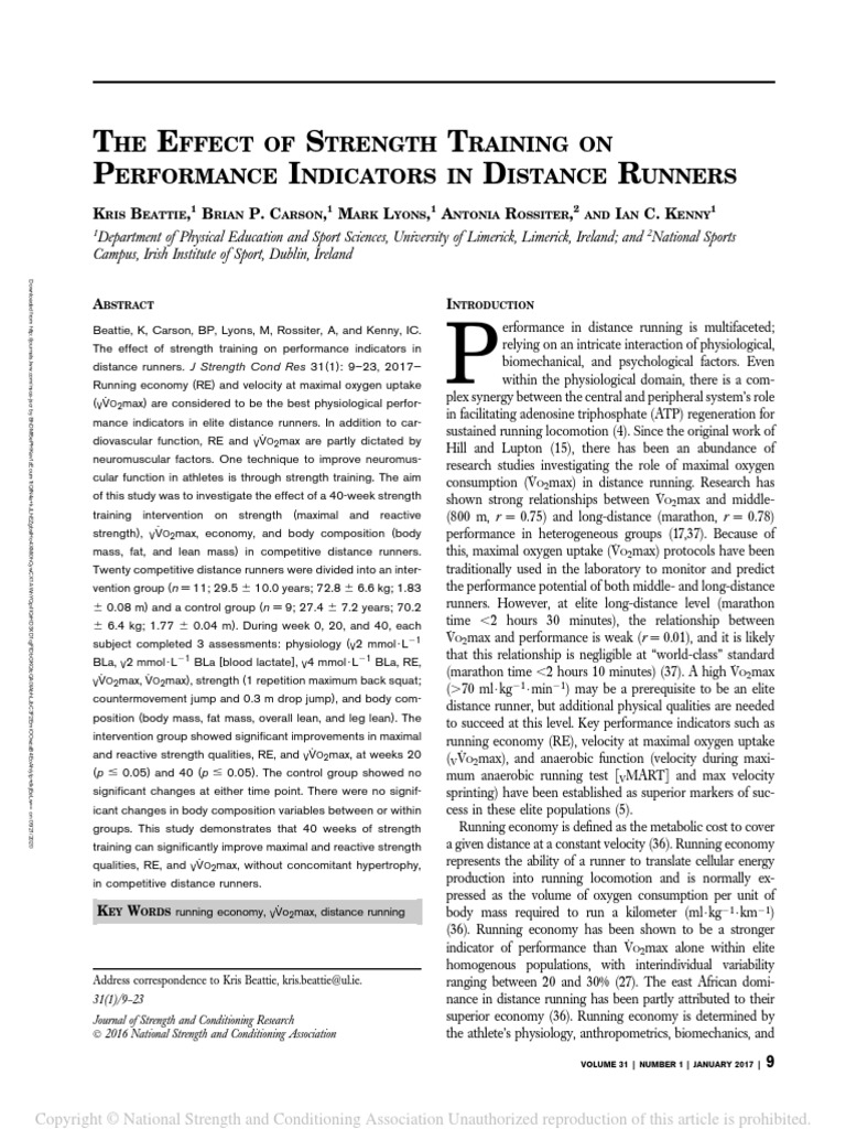 The Effect of Strength Training | PDF | Running | Long Distance Running