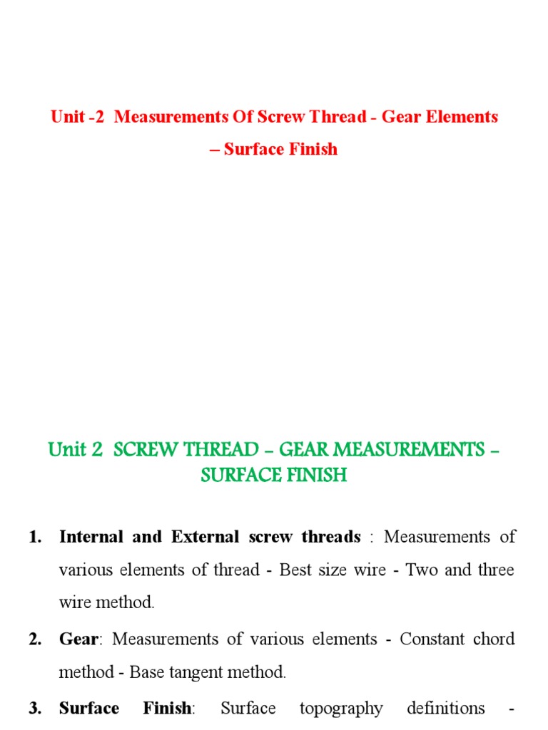 Screw Thread and Gear Measurement Techniques | PDF | Gear | Helix