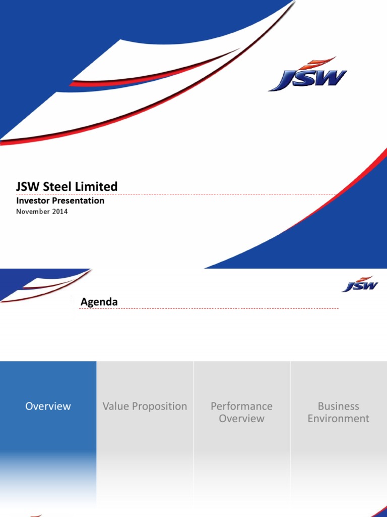 JSW Steel Investor Presentation Nov2014 PDF | PDF | Corporate Social ...