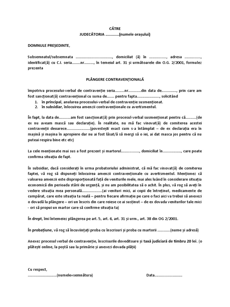 Model Contestatie Amenda Coronavirs | PDF