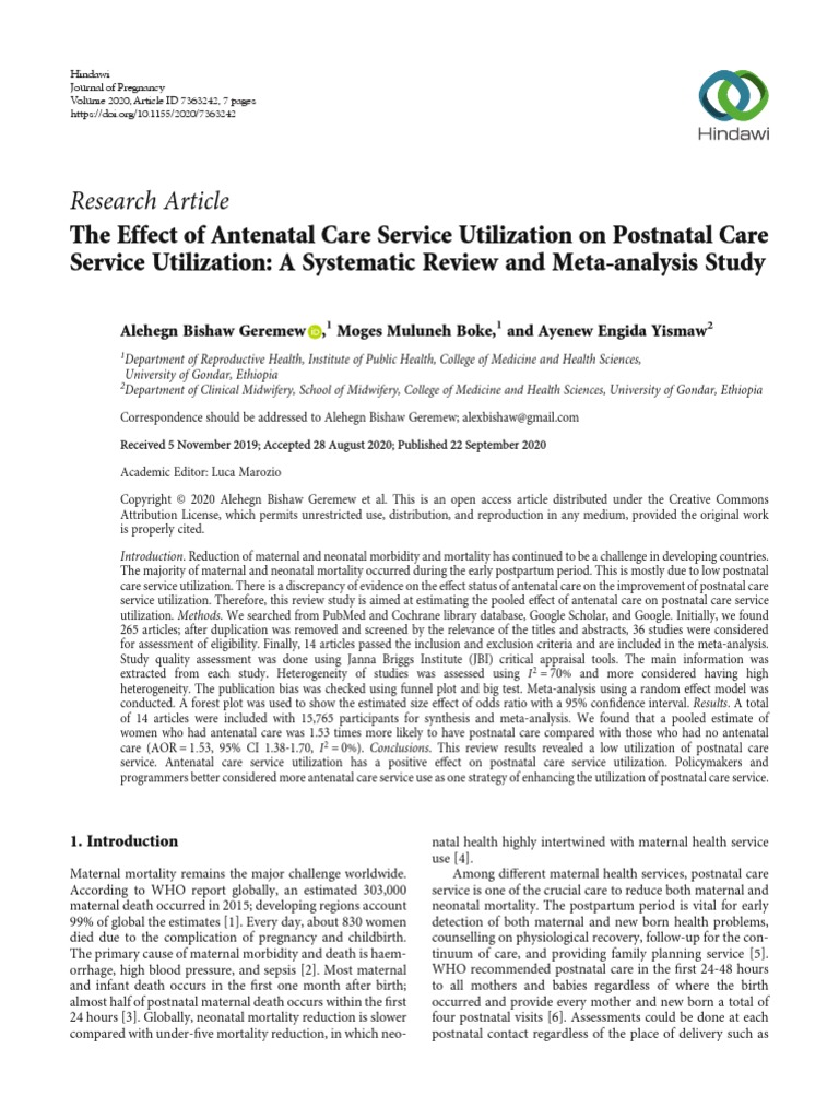 Research Article The Effect of Antenatal Care Service Utilization On ...