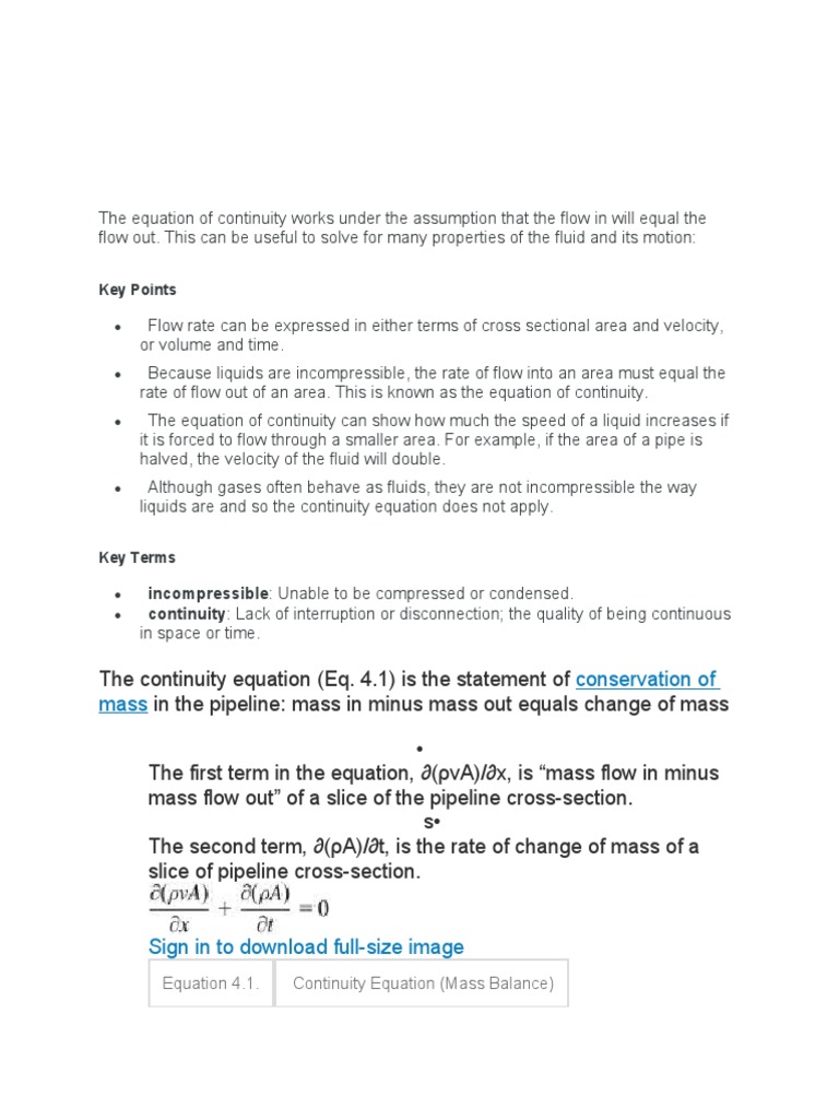 Conservation of Mass: Key Points | PDF | Fluid Dynamics | Pressure
