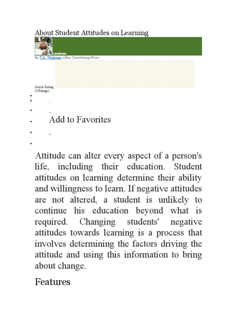 Student Attitudes on Learning | PDF | Distance Education | Teaching Method