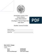 Lopez West District Hondagua National High School Student Answer Booklet