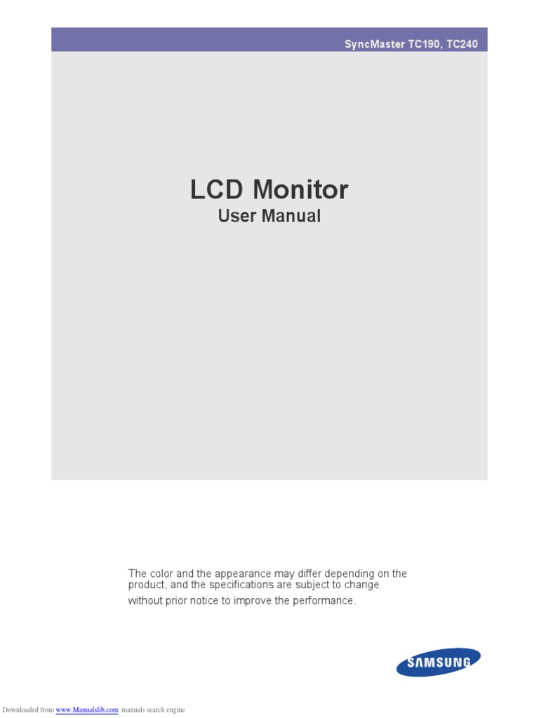 LCD Monitor: User Manual | PDF | Computer Monitor | Personal Computers