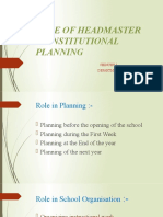 Role of Headmaster in Institutional Planning