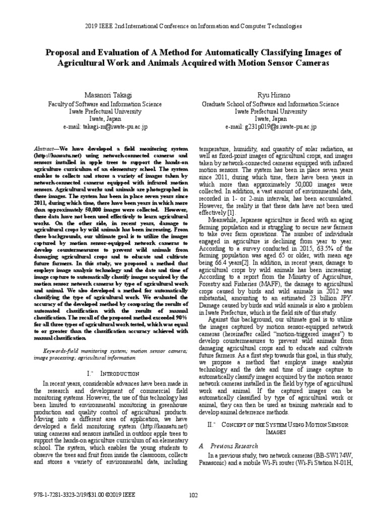 Animal Detection in Farm Lands IEEE | PDF | Statistical Classification ...
