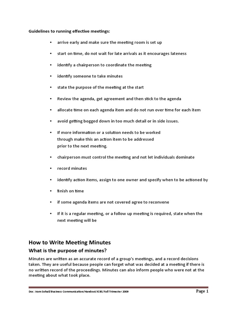 Guidelines To Running Effective Meetings | PDF