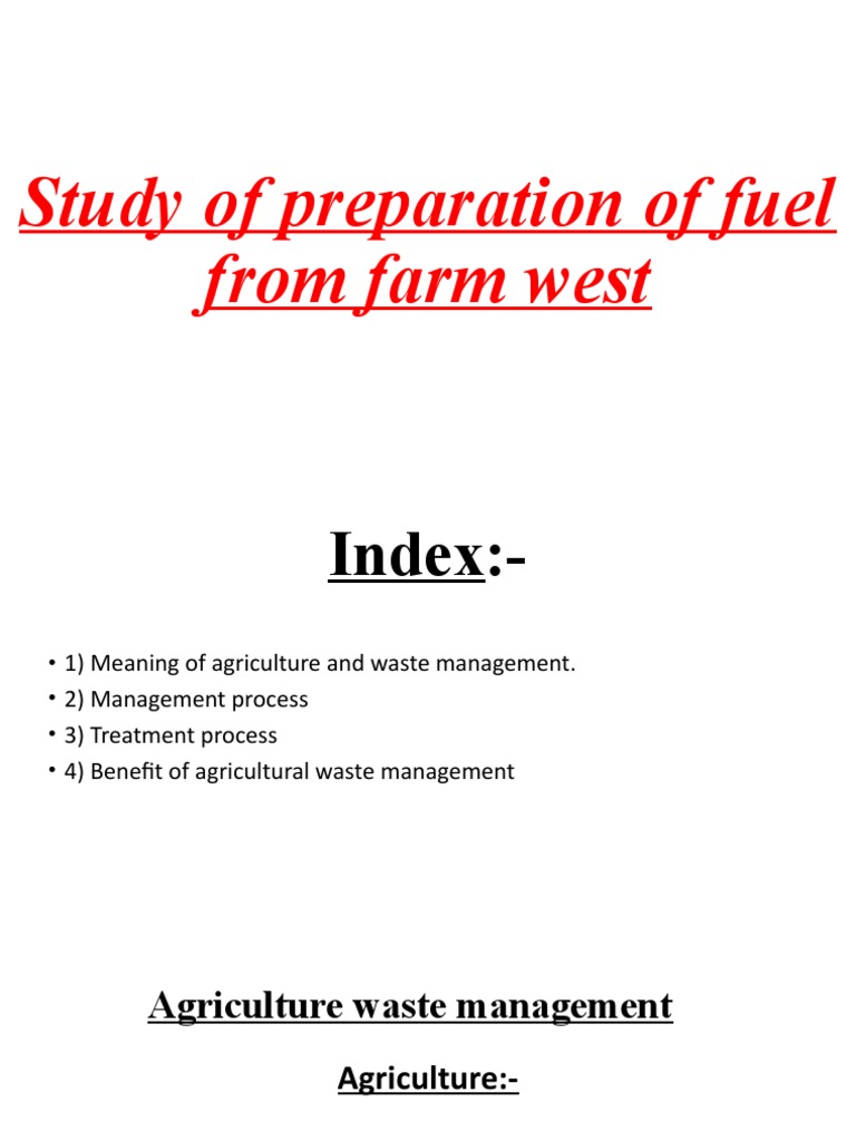 Agriculture Waste Management PDF Manure Waste Management