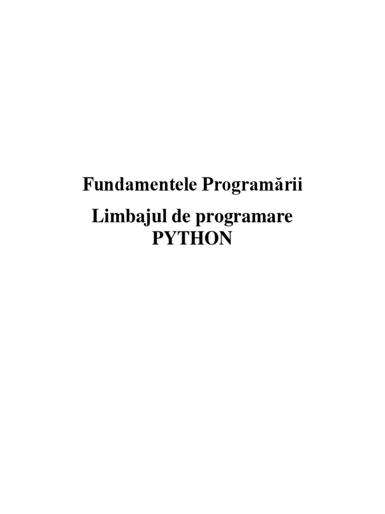 Fundamentele Programării in PYTHON | PDF