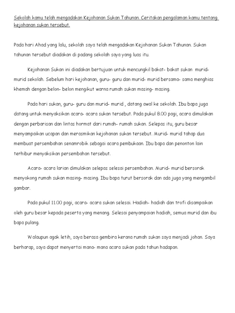 Karangan Cerita Hari Sukan Pdf