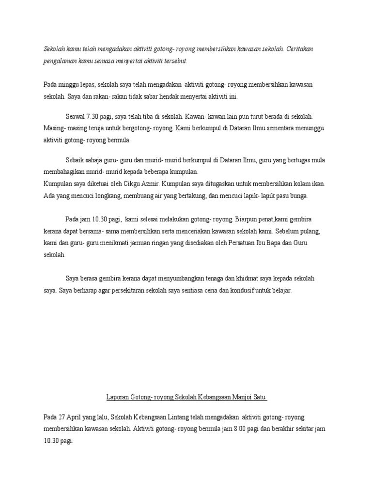 Penulisan Laporan Dan Cerita Gotong Royong Pdf