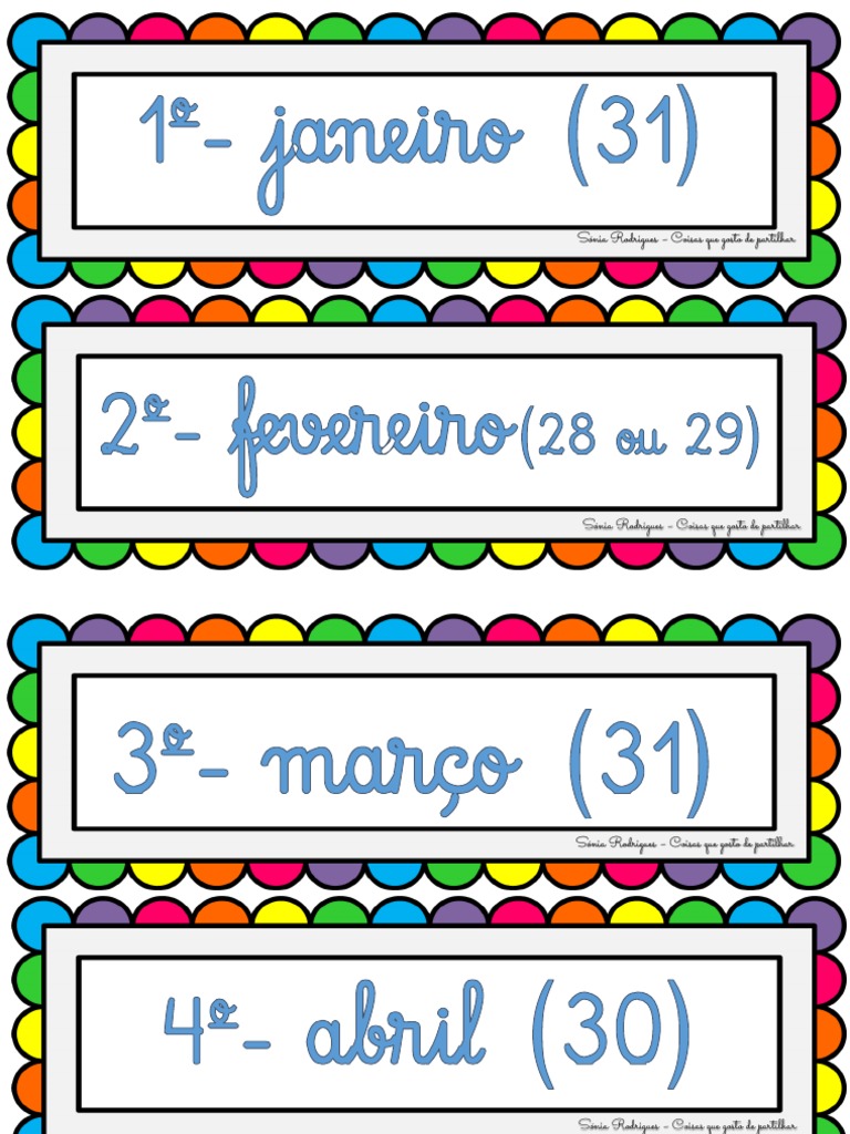 Meses do Ano para Imprimir | PDF | Estilo de vida