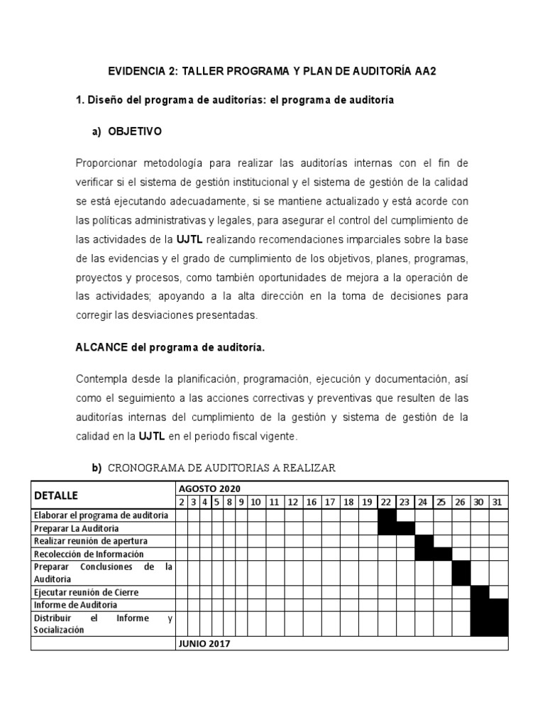 Programa y Plan de Auditoría AA2 | PDF | Auditoría | Contralor