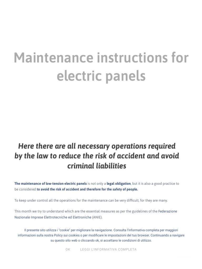 Maintenance Instructions For Electric Panels - EiQ Industrial | PDF ...