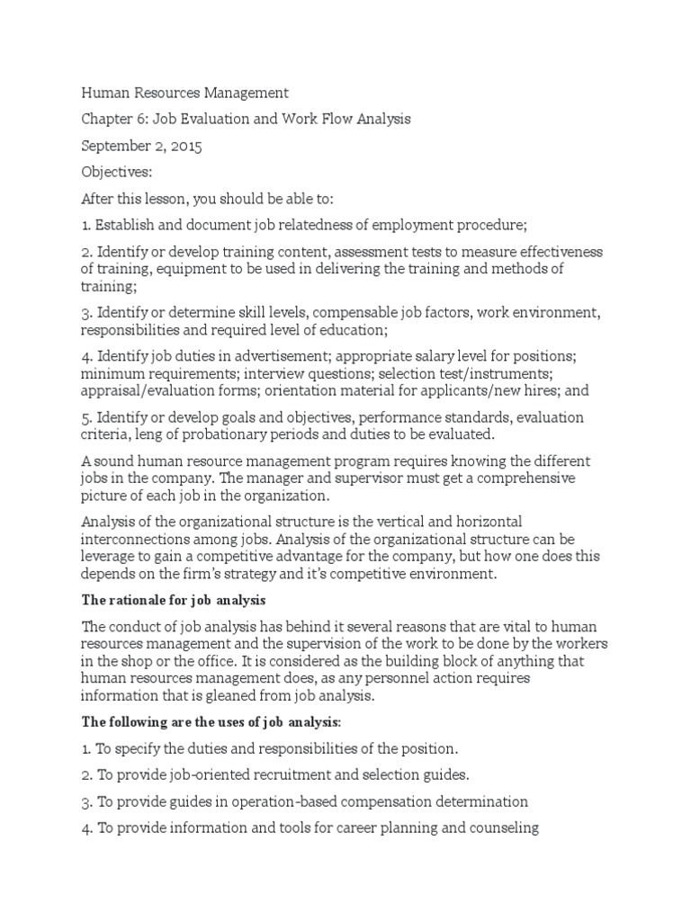 The Rationale For Job Analysis | PDF | Performance Appraisal ...