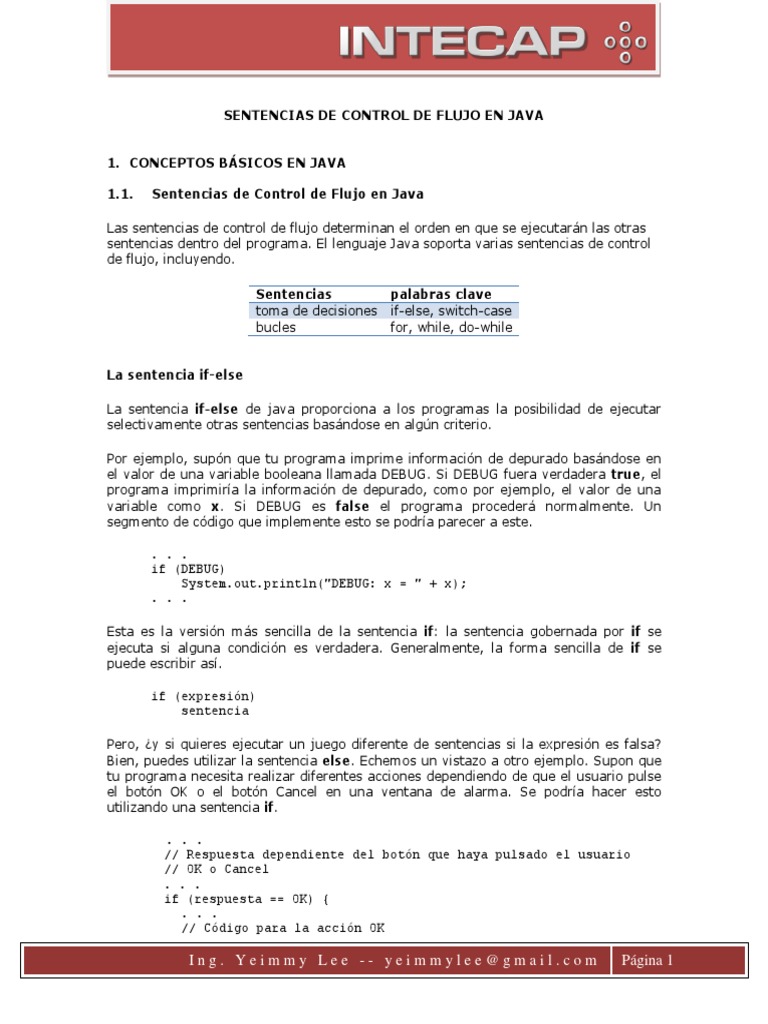 Control de Flujo en Java | PDF | Java (lenguaje de programación ...