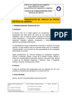 Presentación Del Servicio. Criterios de Admisión. V001 2014