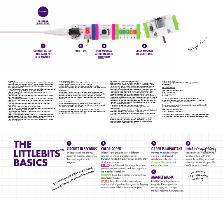 LittleBits Base Kit Quick Start Guide | PDF | Electromagnetic ...