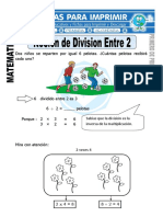 Ficha de Noción de División Entre Dos para Primero de Primaria