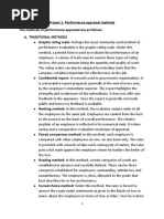 Project 1-Performance Appraisal Methods The Methods of Performance Appraisal Are As Follows A. Traditional Methods