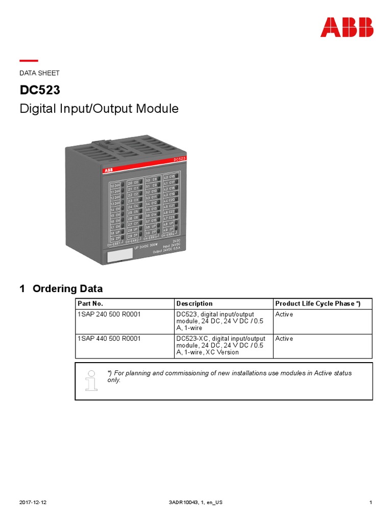 DC523 - Data - Sheet, 1, en - US | PDF | Power Supply | Alternating Current