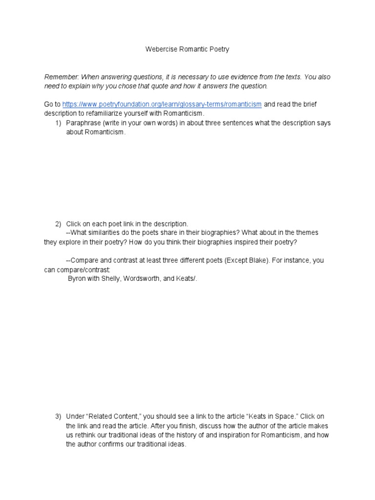 Exploring Romantic Poetry Analysis | PDF | Romanticism | Poetry