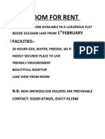 Room for rent in luxurious flat near Gulshan Lake